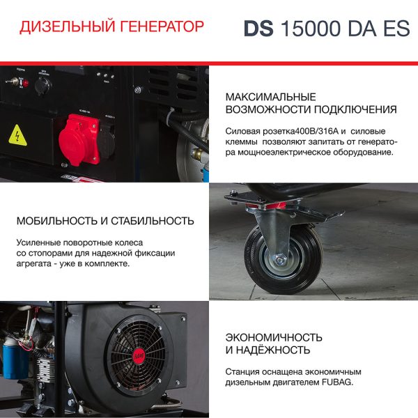 FUBAG Дизельный генератор (трехфазный) с электростартером и коннектором автоматики DS 15000 DA ES — изображение 9