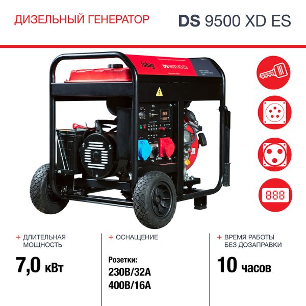 FUBAG Дизельный генератор (одно- и трехфазный) с электростартером DS 9500 XD ES — изображение 6